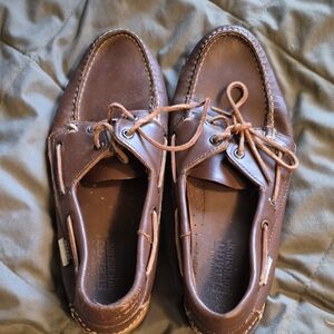 Women's Vintage Authentic Sebago Docksider Brown Leather Boat Shoes size 11W